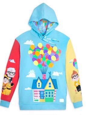Disney Loungefly Pullover Hoodie Adult L Pixar Up Adventure Out There Balloons